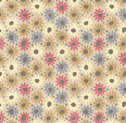 Chicken Scratch - Floral - Multi - multi colored daisy on tan