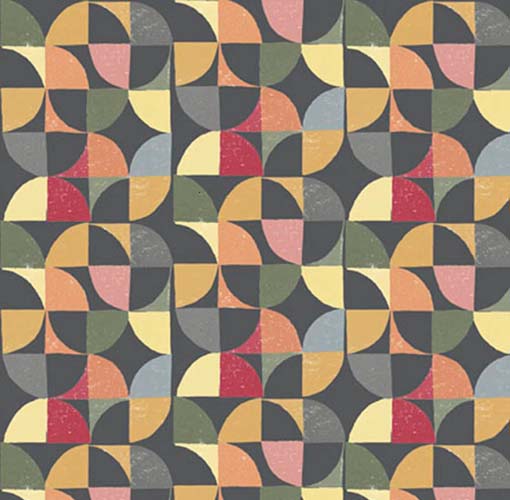Chicken Scratch - Cheater - Dusk - multi colored & dark quarter circles