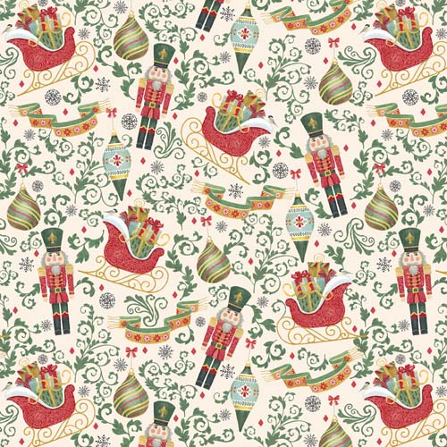 Tis the Season - Nutcrackers,Sleighs & Ornaments - Cream