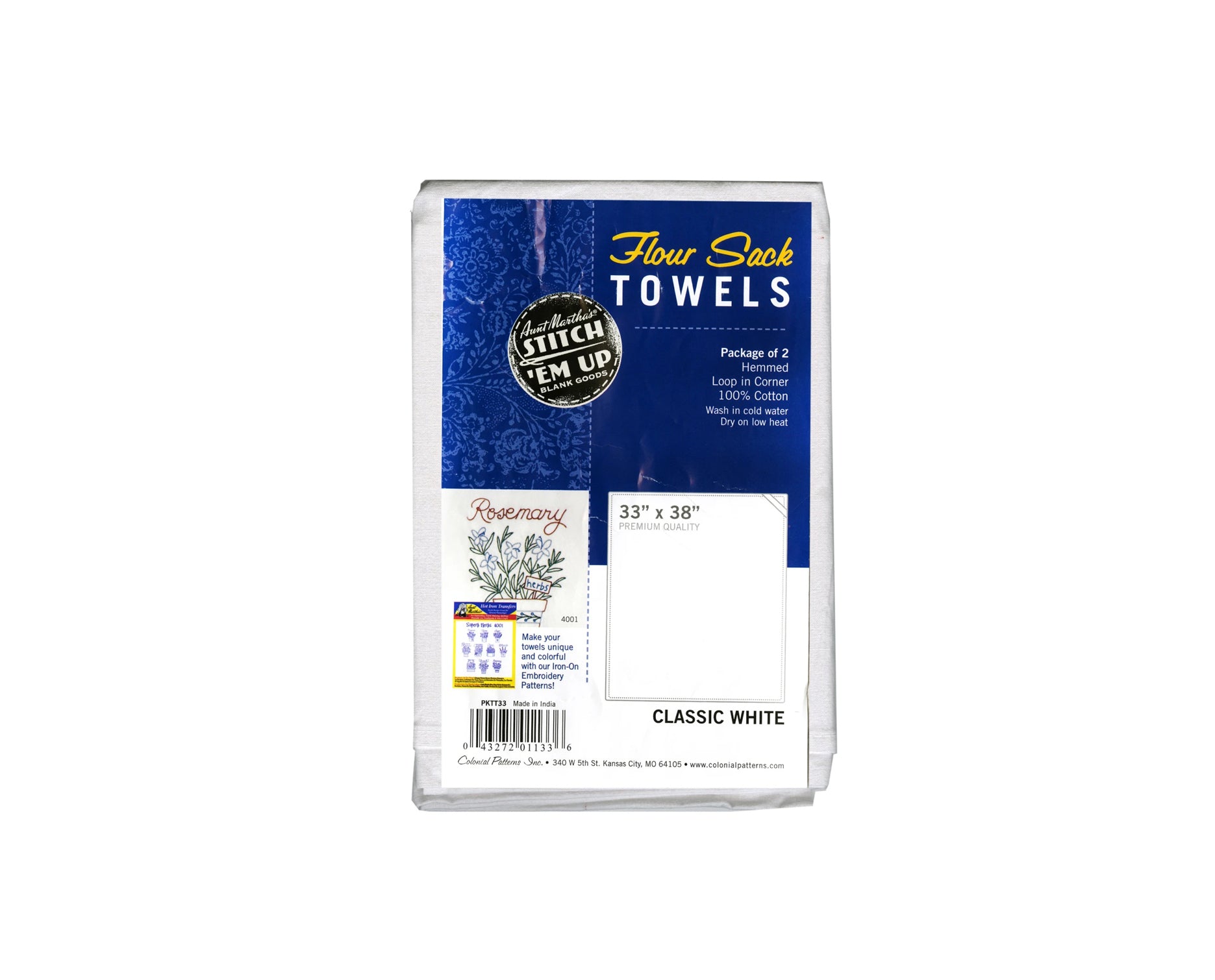 Aunt Martha's Flour Sack Tea Towels 2 per pkg 33x38 hemmed