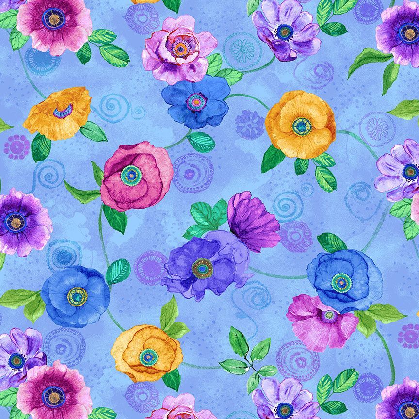 On The Bright Side - Spaced Poppy Dream - Blue