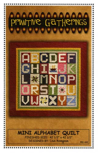 Mini Alphabet Quilt -42.5 x42.5 - by Primitive Gatherings/Lisa Bongean
