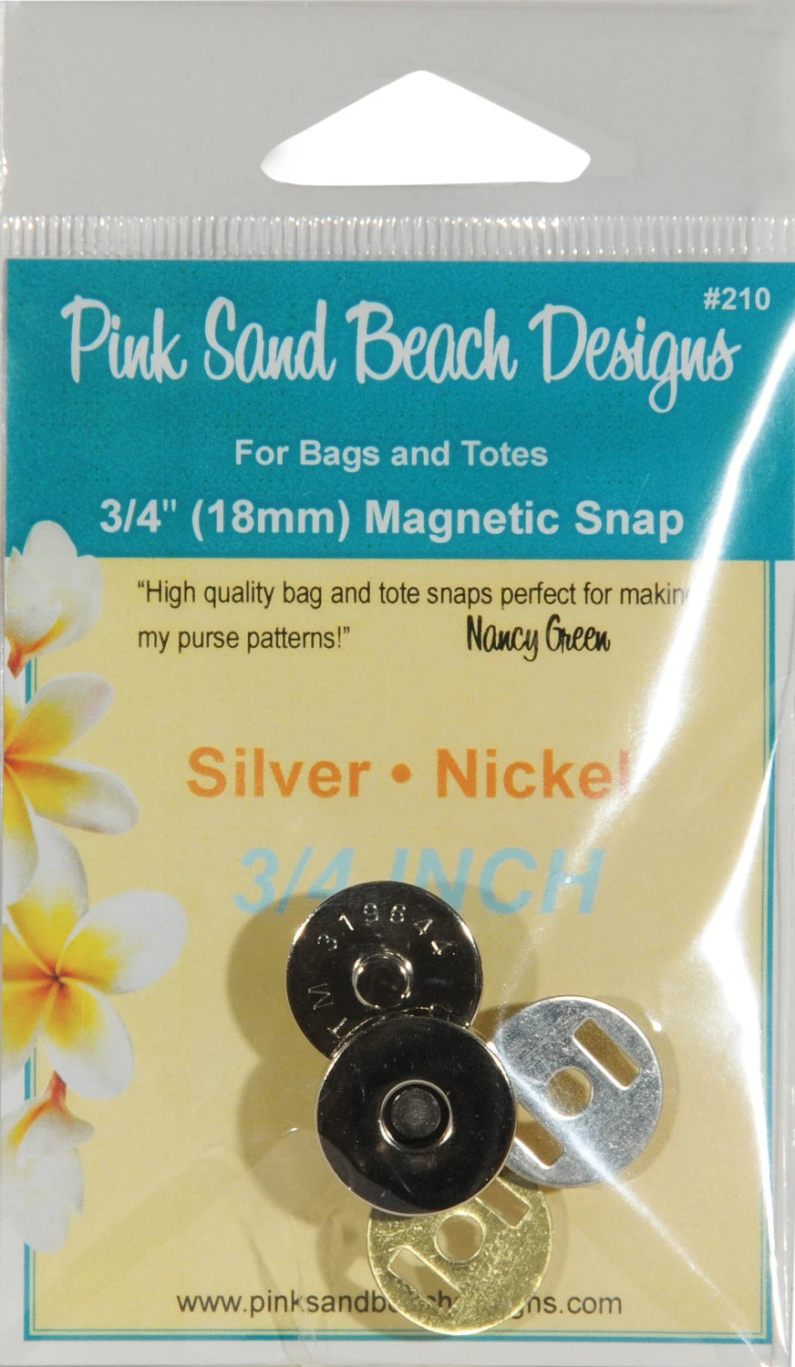 Non Sew In Magnetic Snaps Silver - 3/4" - Pink Sand Beach Designs