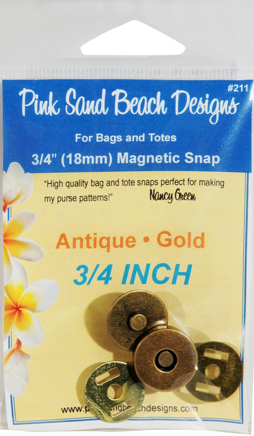 Non Sew In Magnetic Snaps Antique - 3/4" - Pink Sand Beach Designs