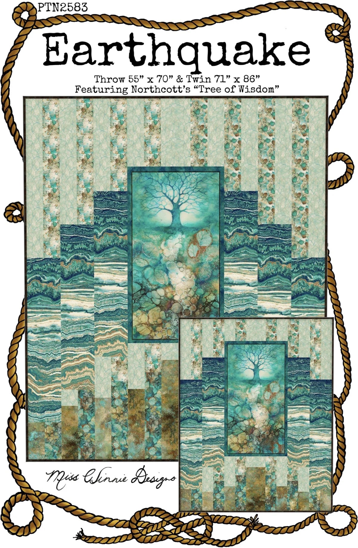 Earthquake - throw & twin size - panel quilt - Miss Winnie Designs