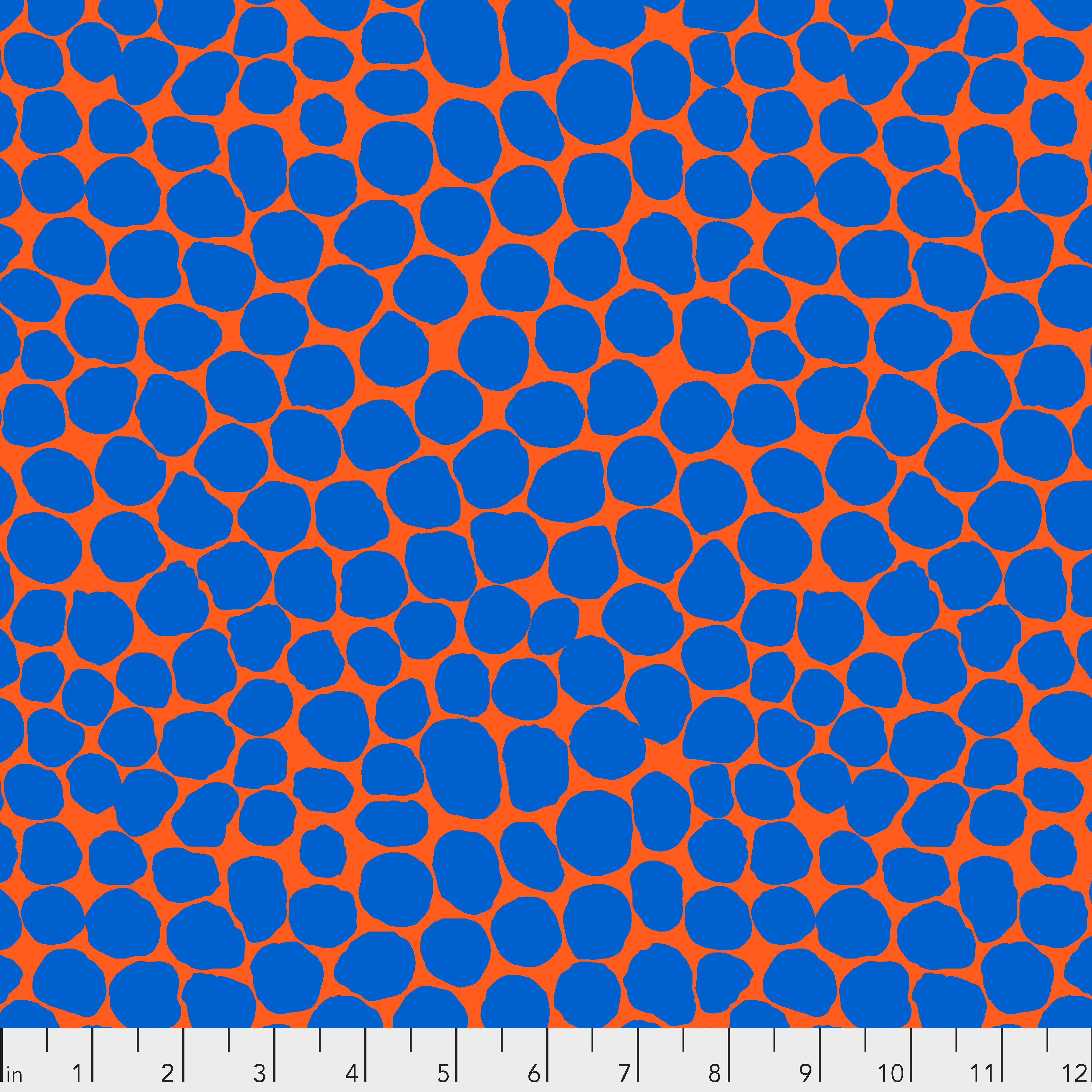 Jumble - Royal - Blue spots on orange by Kaffe Fassett Collective