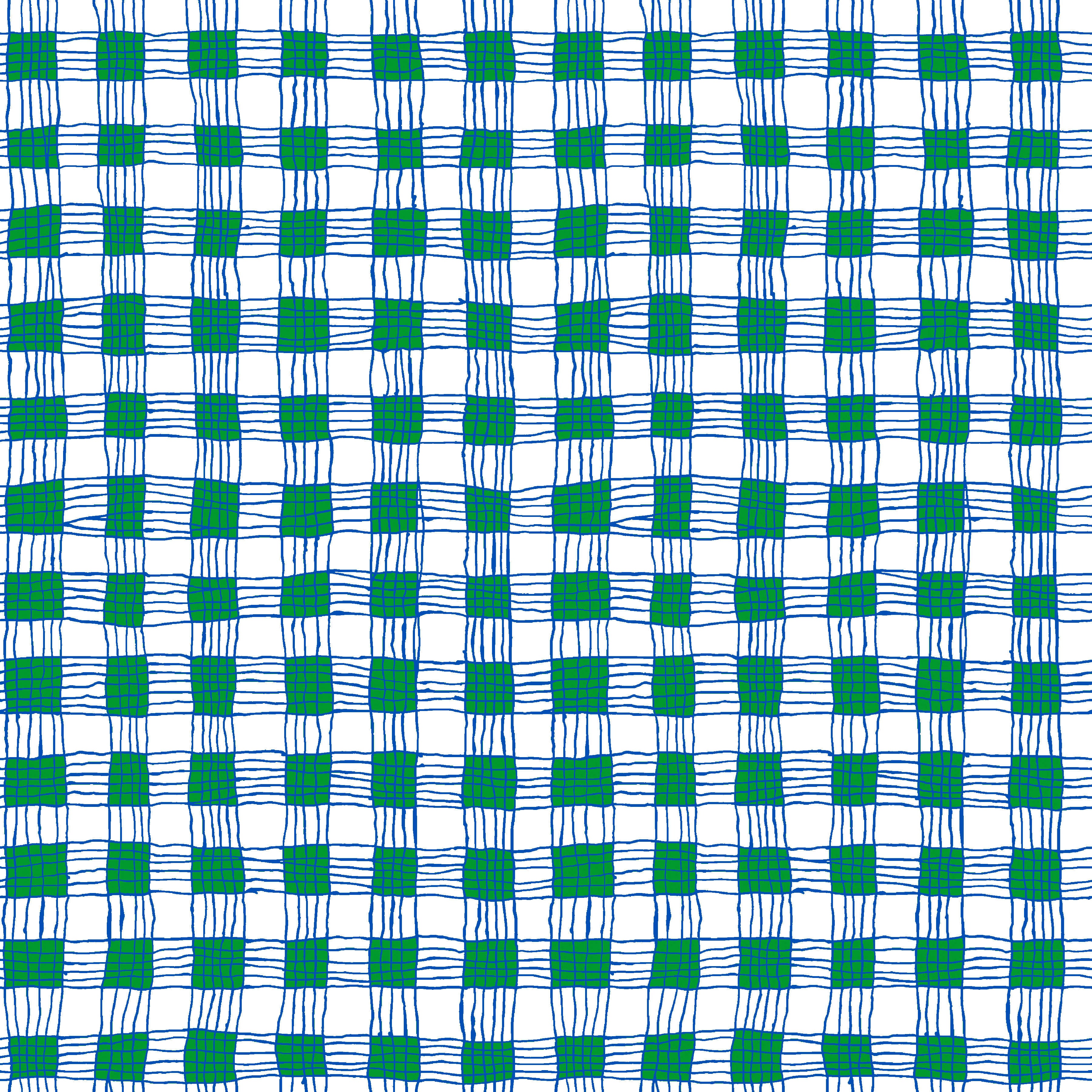 Kaffe Fassett  - August 2023 - Gingham - Green - blue & green plaid on white