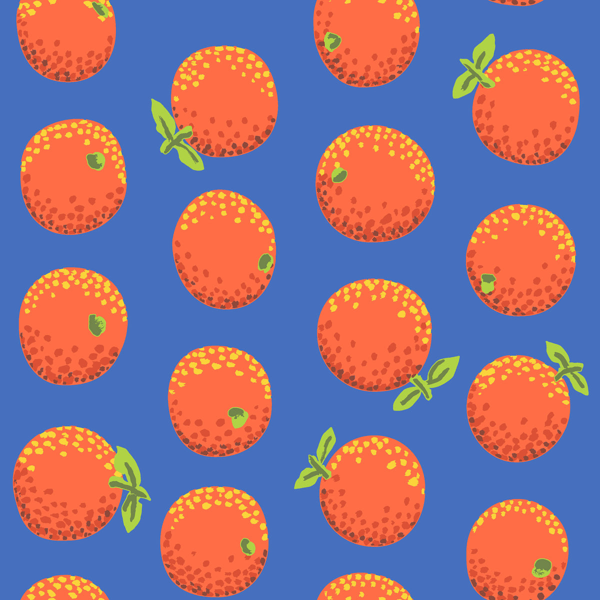 Oranges-Orange-Oranges on Blue-Feb. 2020-Kaffe Fassett Collective