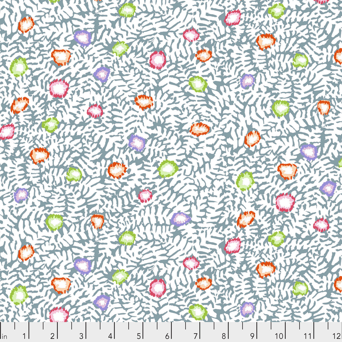 Moss Flower - White - Feb 2021 -  Kaffe Fassett - multi-colored flowers on white