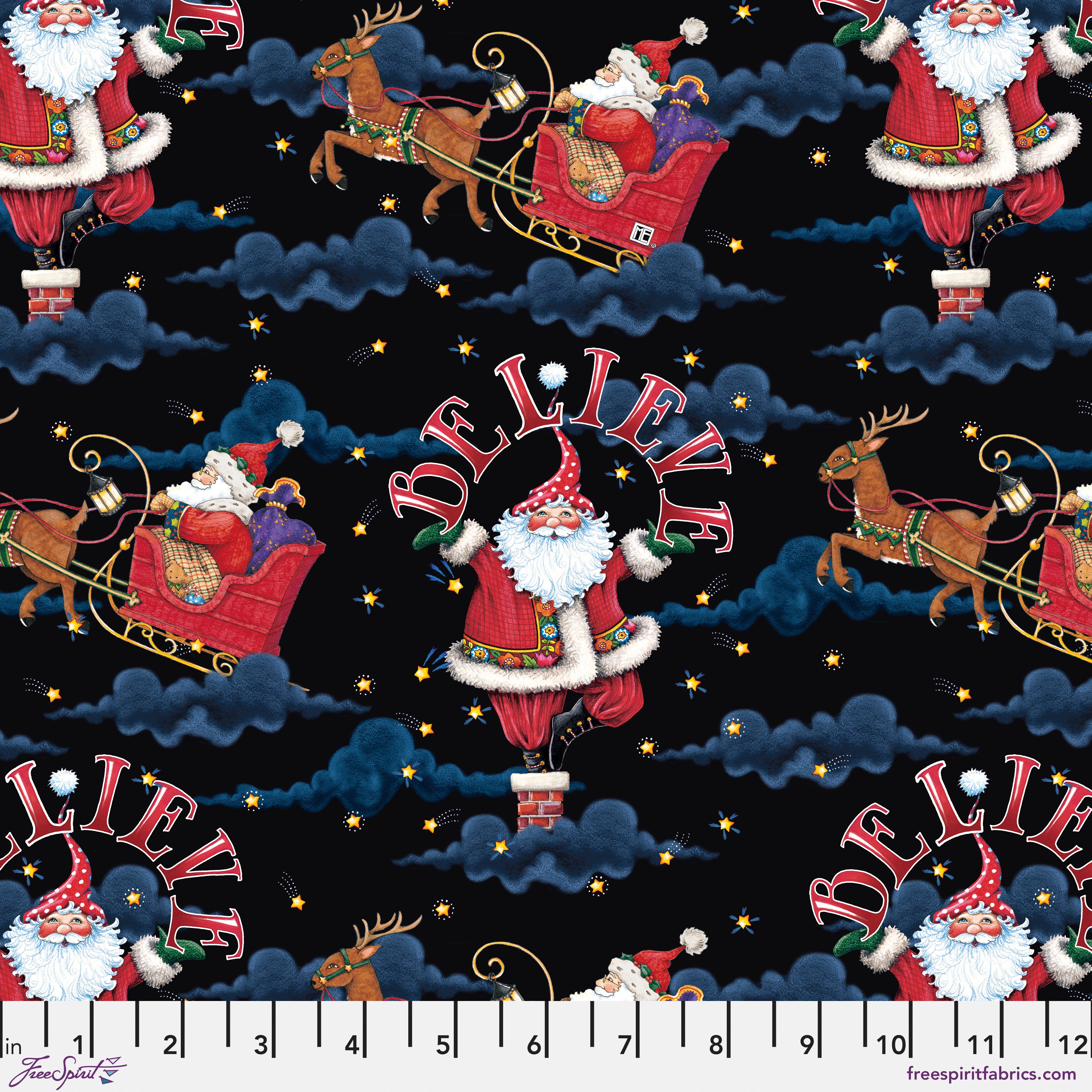 So Much Joy! - Believe Santa -Black - Santas on chimney   - Mary Engelbreit