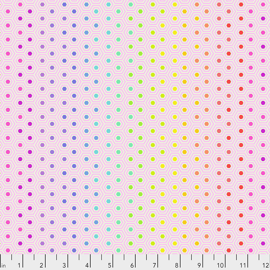 Tula's True Colors, Hexy rainbow, shell pink by Tula Pink