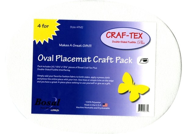 Craf-Tex Plus Double Sided Fusible 16 1/2" x 13 1/4" Oval Placemat 4 ct PM2