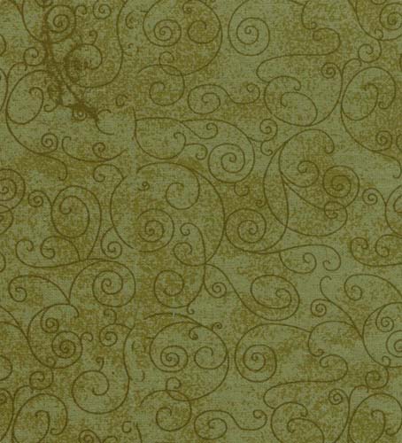 Extra Wide Flannel - approx. 104 in- Willow - Leaf -swirls on green