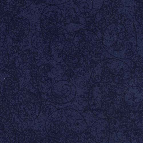 Extra Wide Flannel - approx. 104 in- Willow - French Navy -swirls on dk blue