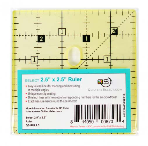 Quilters Select - 2.5 x 2.5" - non slip ruler - QS-RUL25