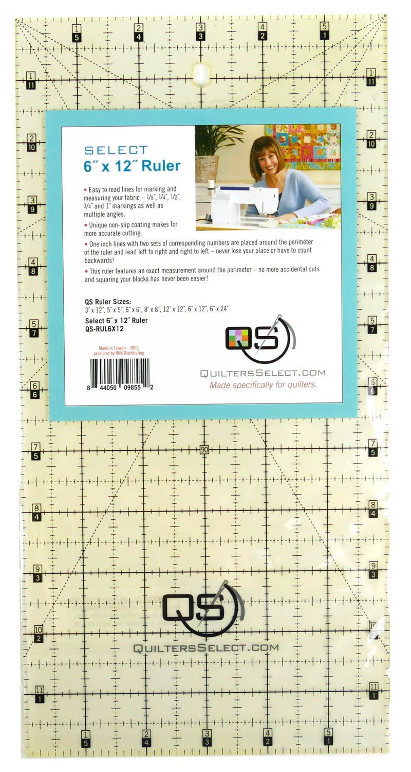 Quilters Select - 6 x 12" - non slip ruler - QS-RUL6X12