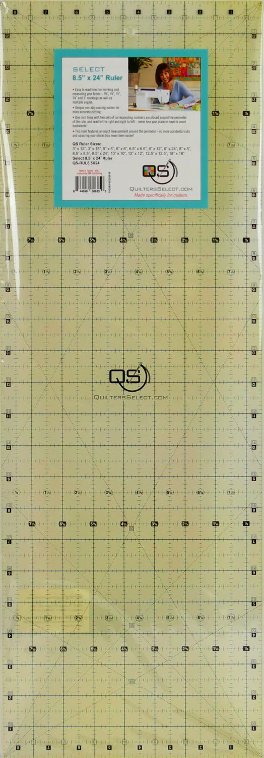 Quilters Select - 8.5 x 24" - non slip ruler - QS-RUL85X24