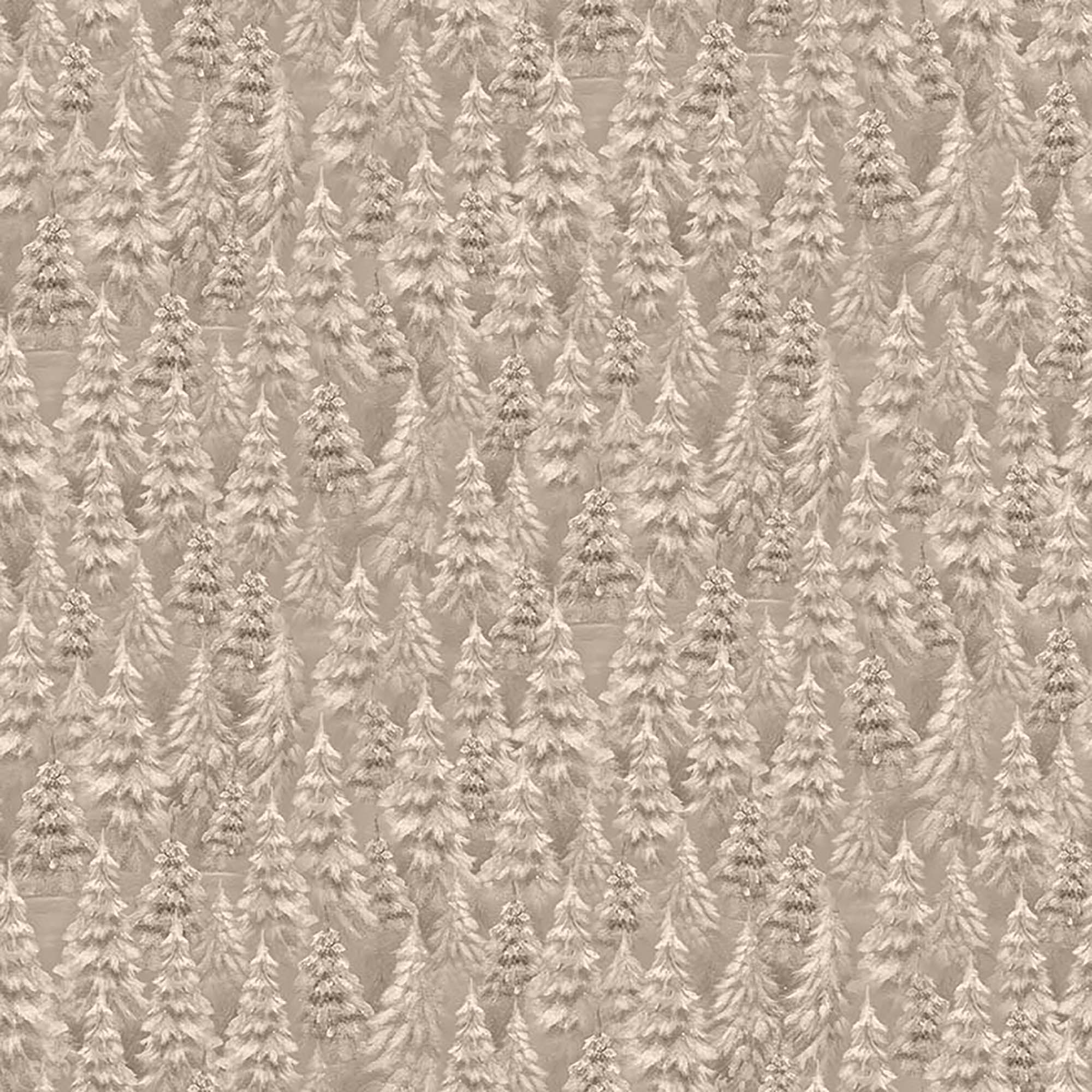 Woodland Wonder Flannel - Snowy Trees - Dark Taupe