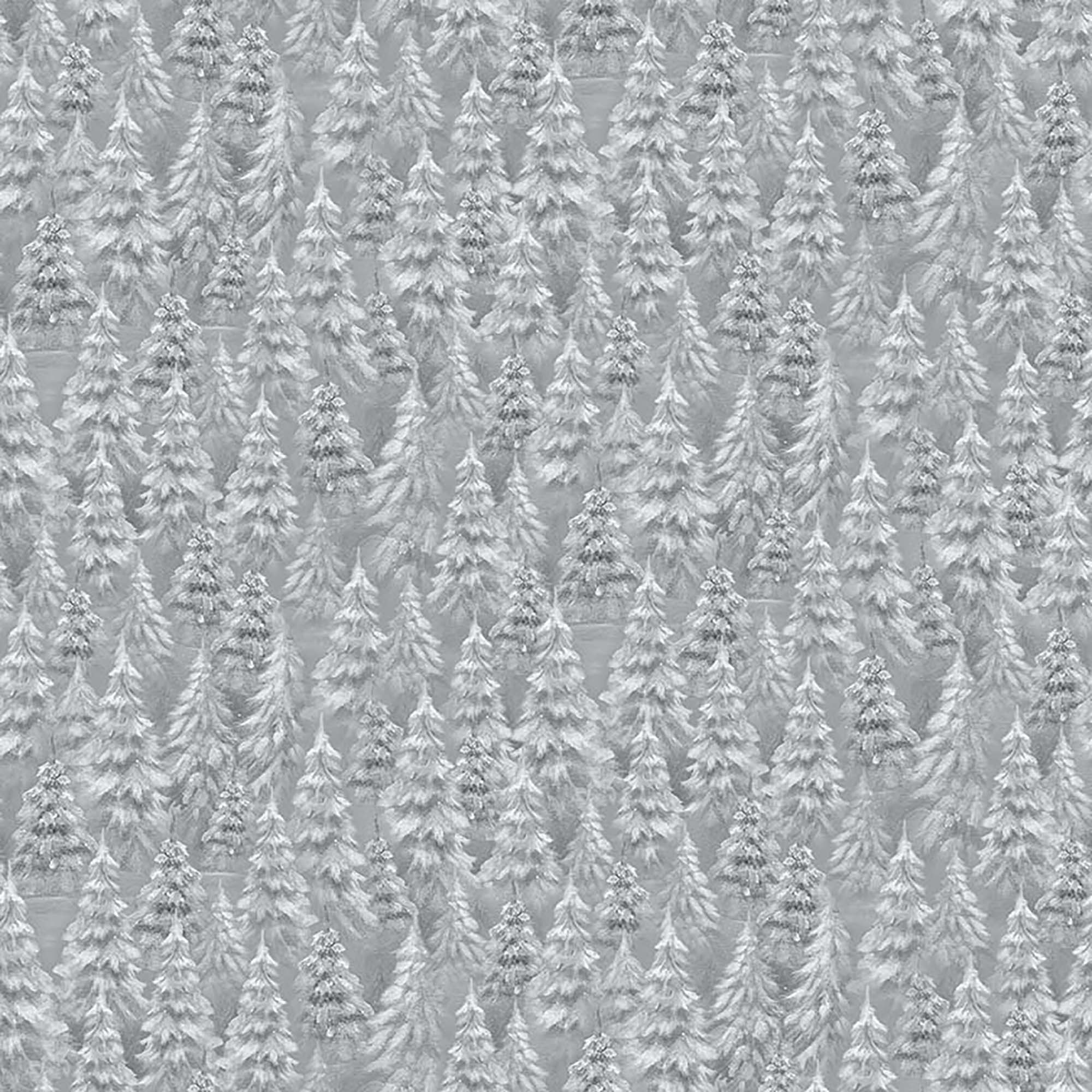 Woodland Wonder Flannel - Snowy Trees - Dark Gray