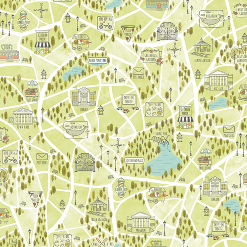 Scenic Route - Bike Path - Spring Green-Small Town Map by Alicia Jacobs D