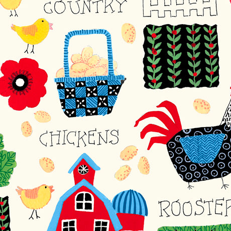 Count Your Chickens - All Over Barnyard - Cream