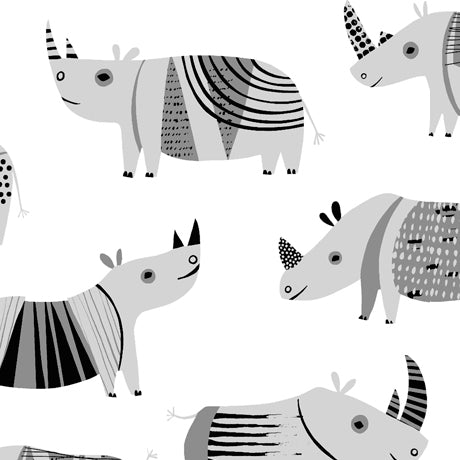 Dyno Rhino - Contemporary styled rhino on white by Ink & Arrow