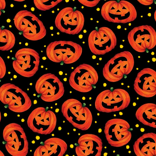 Tricks & Treats - Pumpkin toss - Black - orange jack o'lanterns on black