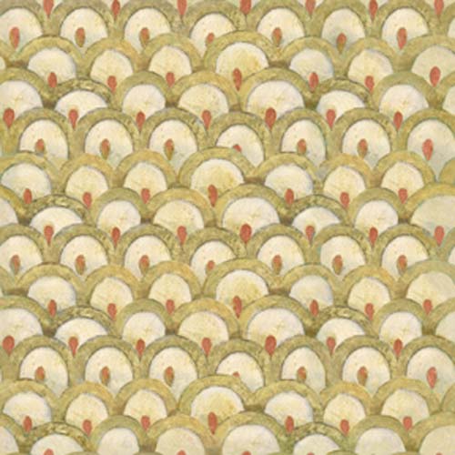 Owl Arabesque - Scallop Geometric - clamshell design in rust, golds & beige