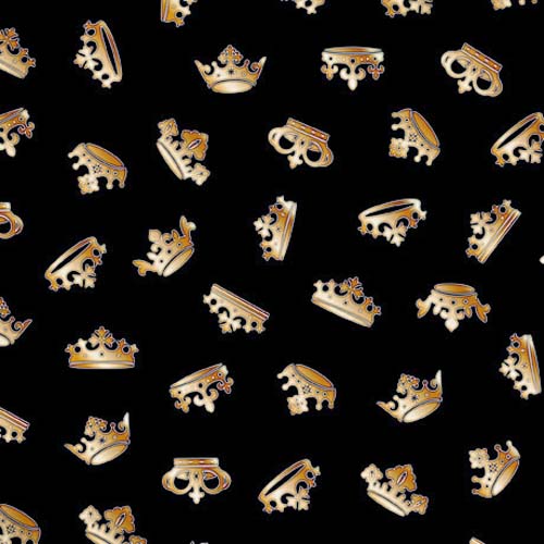 Checkmate - Crowns - Black - Tossed gold crowns on black