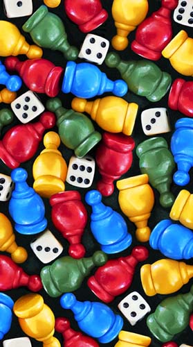 This & That VI - Game Pieces - game pieces and dice on black