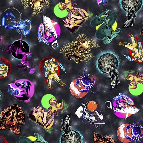 The Zodiac - Zodiac Toss - Black - colorful zodiac symbols on black