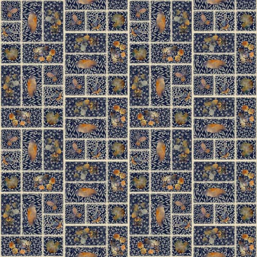A Flutter of Leaves - Leaf Patch - Navy-  patches w/ bright leaves on navy