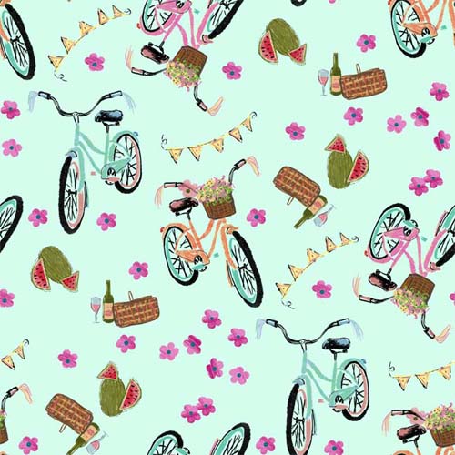 Happy Campers - Bikes - tossed bikes on aqua