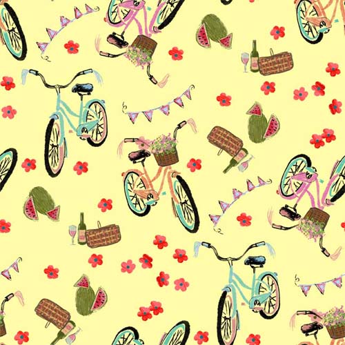 Happy Campers - Bikes - Tossed bikes on yellow