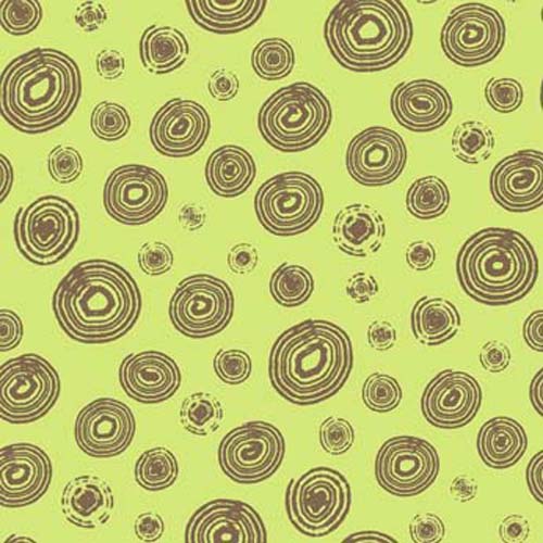 Happy Campers - Circle Geo - brown concentric circles on lime green