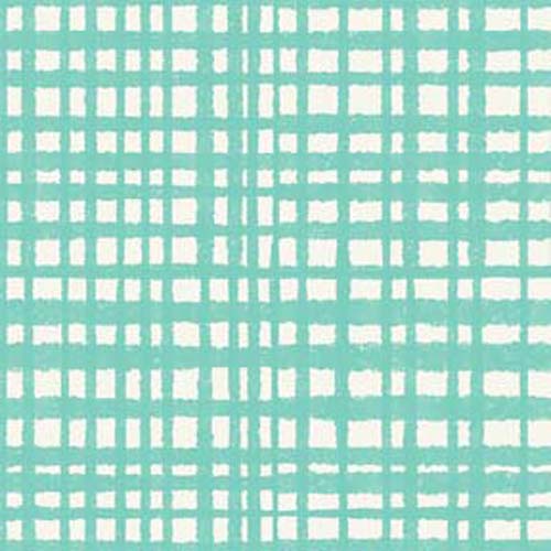 Happy Campers - Crosshatch - turquoise & white check