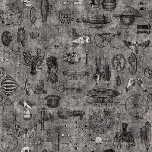 Steampunk Adventures - Steampunk Blender - Gray tone on tone varied motifs