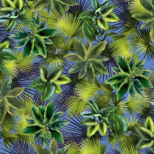 Jurassic Journey - Palm Leaves - palm Leaves  on blue