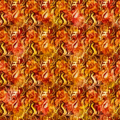 Dragon Fyre - Abstract print of fire in yellows & oranges