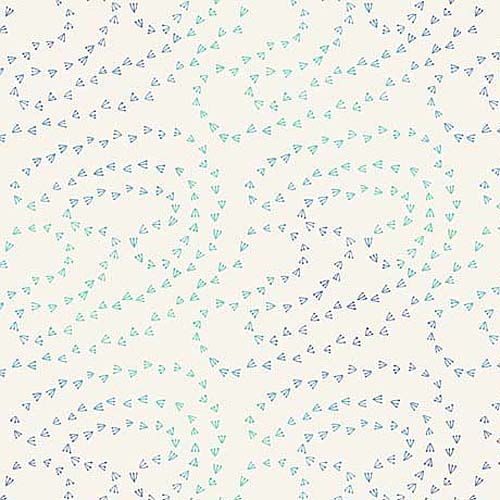 What a Hoot Owl Tracks - Cream - blue/aqua bird tracks on cream