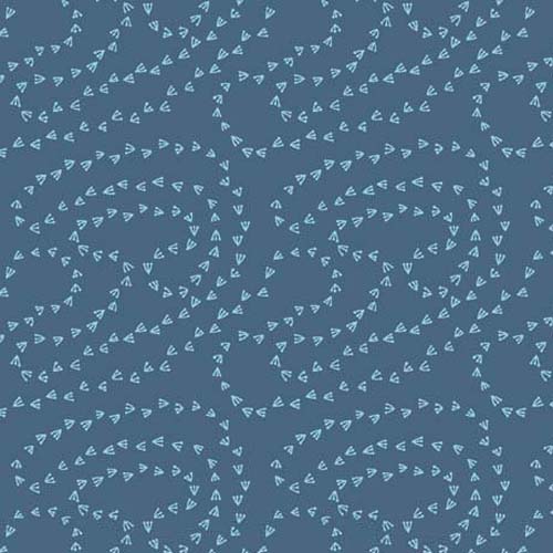 What a Hoot Owl Tracks - Teal - aqua bird tracks on teal