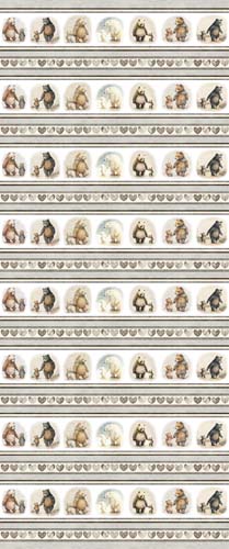 Bear Hugs - Bear Decorative Stripe - Gray - border stripe with bears & hearts