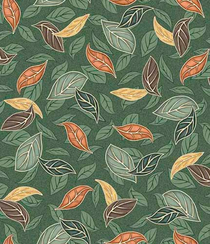 Frond Nouveau - Tossed Leaves- Spruce - tossed leaves in rust, gold, green