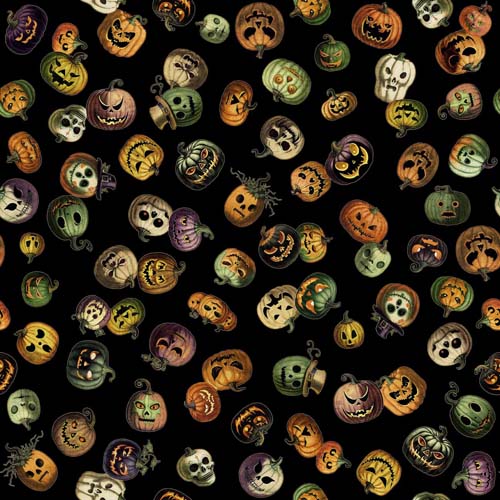 Creepsville- Pumpkin Toss - Black - tossed pumpkins on black