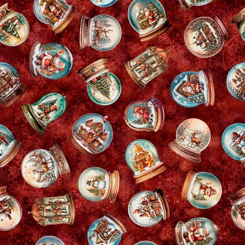 Wonderful Christmastime - Snow Globe - Brick -tossed snow globes on dk red