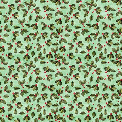 Wonderful Christmastime - Holly - Pistachio - Holly on light green