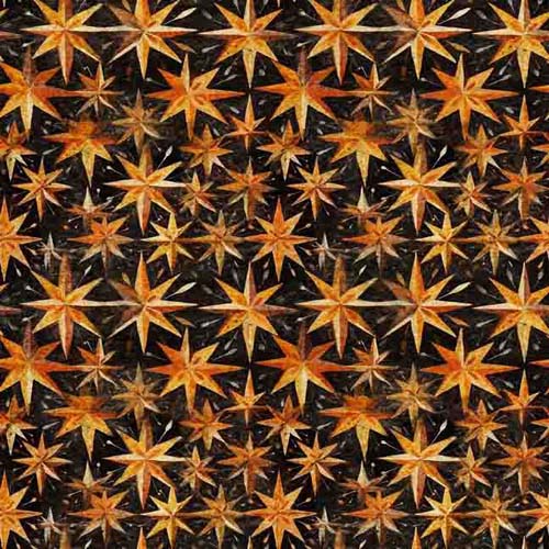 Creepin' It Real - Stars - Black - Rows of varying sized orange stars on black
