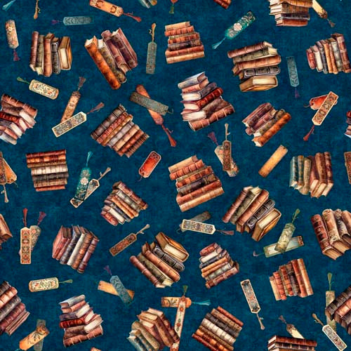 Bookworm - Stacked Book Toss - Midnight - tossed books on dark blue