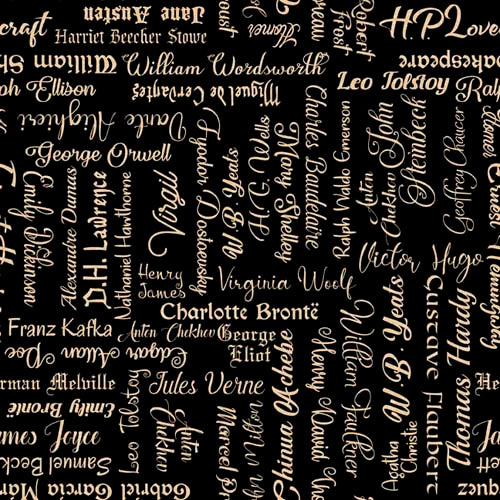 Bookworm - Famous Authors - Black - famous authors names on black