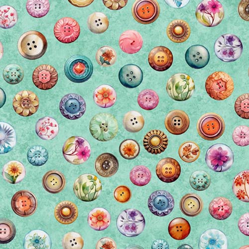 In Stitches - Buttons - Mint - colorful buttons on bright aqua